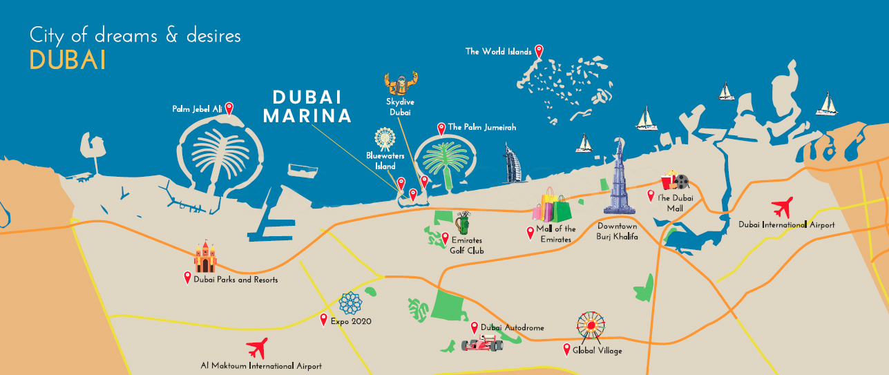 Marina Shores Apartments in Dubai Marina Location Map